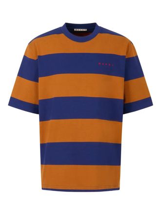 Marni striped-pattern short-sleeve T-shirt - men - Cotton - 52 - Brown