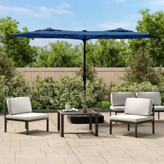 vidaXL Sombrilla Doble De Jard&iacute;n Con Luces Led Azul 316x145 Cm Vidaxl