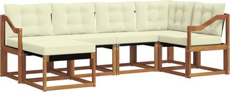 vidaXL Conjunto De Sof&aacute;s De Exterior 6 Uds. Natural Y Crema Vidaxl