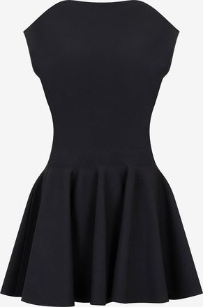 Alaia Mini-Skater-Strickkleid mit Schoss