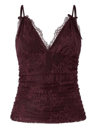 Pinko lace-overlay ruched tank top - Purple