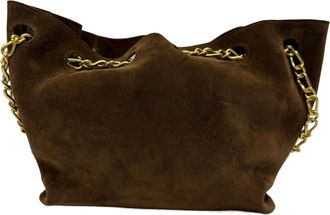 Nanushka Kettingriem Tote Bag in Bruin Su&egrave;de