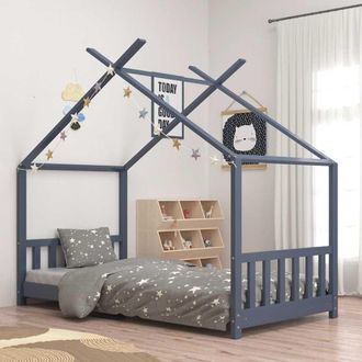 Les Tendances Les Tendances - Estructura De Cama Infantil Madera Maciza Pino Gris 70x140 Cm Vidaxl