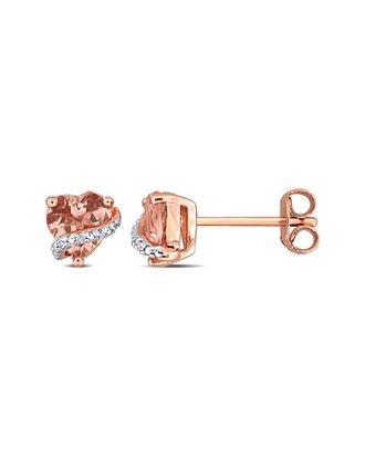 Rina Limor Silver 1.32 Ct. Tw. Diamond & Morganite Earrings