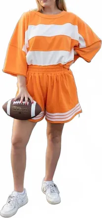 Peach Love California Spirit Of The Hill Top And Shorts Set In Orange