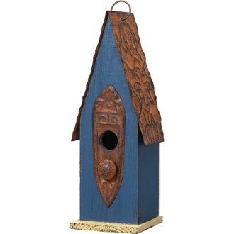 Glitzhome 13.25H Retro Wooden Distressed Garden Birdhouse in Blue at Nordstrom, Size Medium