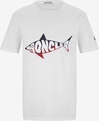 Moncler Kurzarm-T-Shirt mit Hai-Print