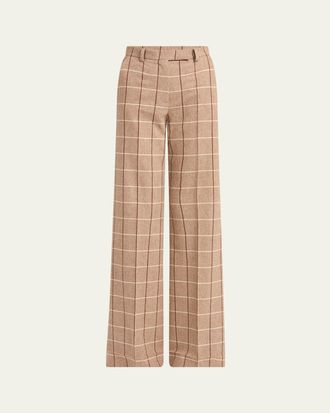 Valentino Garavani Check Wool Wide-Leg Pants