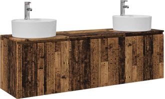 vidaXL Juego De Muebles De Ba&ntilde;o 3 Uds. Madera Envejecida Vidaxl