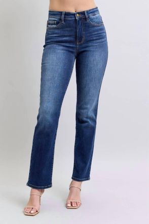 Judy Blue Thermal Straight Jeans In Dark Wash