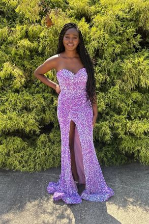 Portia & Scarlett Womens Sequined Sweetheart Dress In Lilac