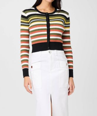 Toccin Joey Cropped Stripe Cardigan In Multicolor