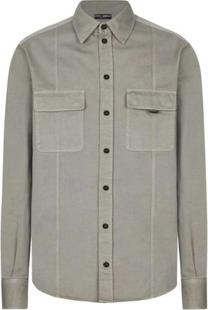 Dolce & Gabbana Oversized katoenen overhemd - Heren - Casual Overhemden - Grijs - XL - Katoen - Overhemden