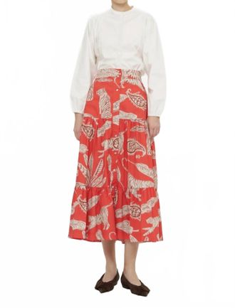 Oliphant Button Front Skirt In Bengal Brick