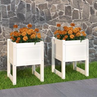 vidaXL Vidaxl - Jardinera 2 Unidades Madera Maciza De Pino Blanco 40x40x52,5 Cm