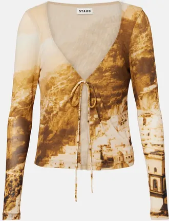 Staud Top Avani in mesh con stampa