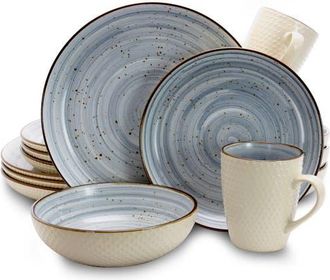 Elama Mellow 16-Piece Dinnerware Set in Blue at Nordstrom