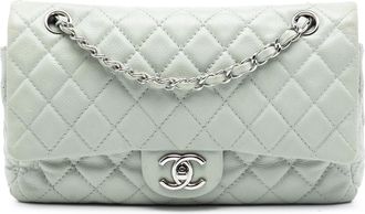 Chanel Pre-owned Womens Medium Classic Caviar Double Flap - Light Grey Leather - One Size