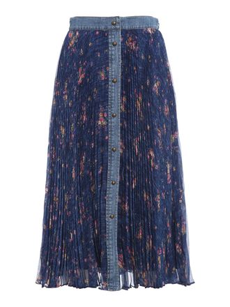 Philosophy di Lorenzo Serafini Denim trim pleated skirt