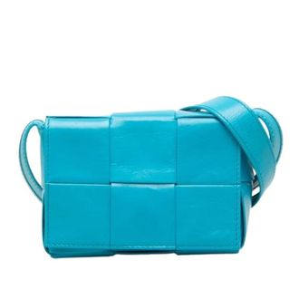 Bottega Veneta Pre-owned Candy Cassette Schoudertas - Dames - Pre-owned - Blauw - Maat: ONE Size Leer