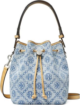 Tory Burch Mini T Monogram Denim Bucket Bag in Powder Blue at Nordstrom