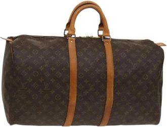 Louis Vuitton Tweedehands Canvas Louis Vuitton tassen - Dames - Vintage Weekendtas - Bruin - ONE Size - Leer - Vintage