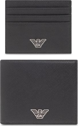 Emporio Armani Wallet Set met Logo - Heren - Portefeuilles - Zwart - ONE Size - Tweed - Accessoires