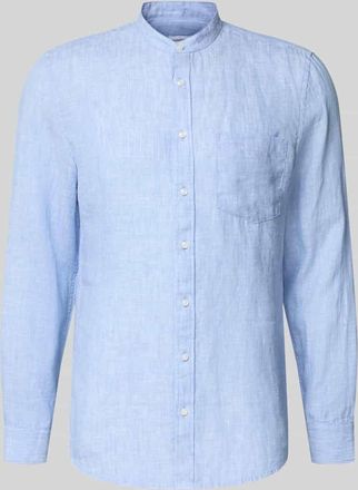 Seidensticker Slim Fit Leinenhemd mit Stehkragen Modell Mandarin in Bleu, Gr&ouml;&szlig;e 38