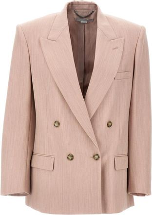 Stella McCartney Double-breasted wollen blazer - Dames - Blazers - Roze - XS - Wol - Jassen