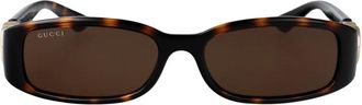 Gucci Gg1661S Rechthoekige Zonnebril - Dames - Accessoires - Bruin - Maat: 54 MM