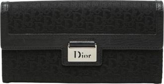 Dior Black Canvas Leather Long Wallet (Bi-Fold) (Pre-Owned)