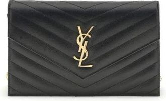 Saint Laurent Calf Leather Bos Taurus Portemonnee - Dames - Portefeuilles - Zwart - ONE Size - Leer - Accessoires