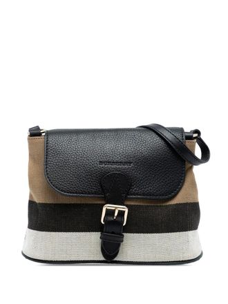 Burberry 2000-2017 Mega Check Canvas and Grained Calfskin Gowan crossbody bag - Brown