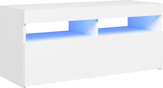 vidaXL Vidaxl - Mueble de tv con luces led blanco 90x35x40 cm