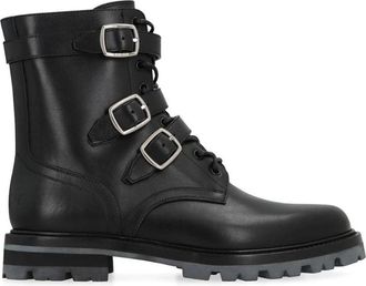 Celine Leren Combat Boots met Gespsluitingen - Heren - Veterlaarzen - Zwart - 43 EU - Leer - Schoenen