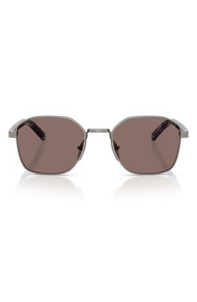 Prada 51mm Polarized Square Sunglasses in Gunmetal /Light Brown Polar at Nordstrom