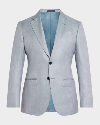 Emporio Armani Men & apos;s Bamboo Micro-Grid Textured Sport Coat