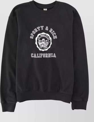 Sporty & Rich graphic print top ribbed cuffs hem