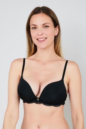 Joop Push-up-BH JOOP Beautiful, Damen, Gr. 70, Cup B, schwarz, Obermaterial: 62% Polyamid, 28% Polyester, 10% Elasthan, unifarben, comfort fit, BHs Push-up