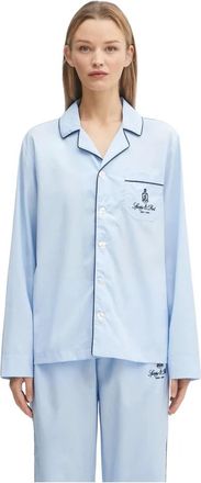 Sporty & Rich Vendome Pyjama Shirt - Dames - Pyjama - Blauw - L - Katoen - Nachtkleding