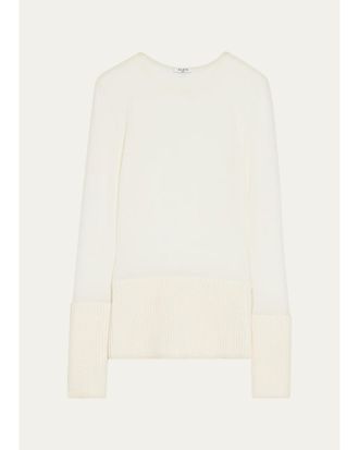 Alaia Merino Wool Long-Sleeve Crewneck Top