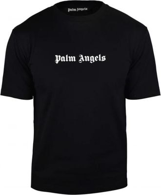 Palm Angels Logo Print T-shirt met korte mouwen - Heren - T-shirts - Zwart - L - Katoen - Tops