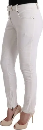 Ermanno Scervino Womens White Cotton Slim Fit Casual Pants
