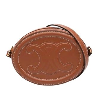 Celine Pre-owned Cross Body Bags, female, Brown, Size: ONE SIZE Pre-owned Triomphe Oval Crossbody