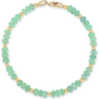 Bony Levy 14K Gold Iris Emerald Beaded Line Bracelet in Green at Nordstrom, Size 7