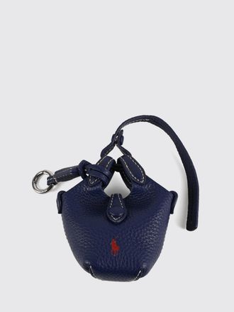 Polo Ralph Lauren Grained Leather Keychain with Embroidered Pony Logo