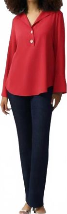 Joseph Ribkoff Eggshell Straight Top With Button Detail In Radiant Red