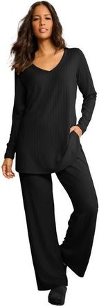Roaman's Brushed Rib Pant Set in Black at Nordstrom, Size 36