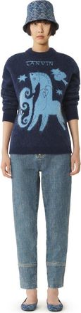 Lanvin Blue Lunar Year Jacquard Mohair Sweater in Navy Blue at Nordstrom, Size X-Small