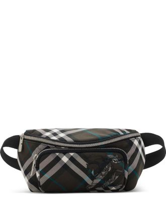 Burberry small check pattern belt bag - men - Polyester/Polyurethane - OS - Green